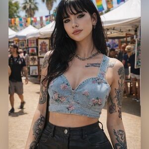 Women’s Cropped Denim Vest